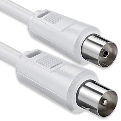 Abbildung von 1aTTack.de Antennenkabel 1,5 Meter 2x geschirmt Koax Stecker &gt; Buchse weiß St Ku 75db 1,5m