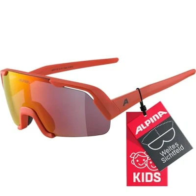 Abbildung von ALPINA ROCKET YOUTH Verspiegelte und Bruchsichere Sport &amp; Fahrradbrille Mit 100% UV Schutz Für Kinder, pumkin orange matt, One Size