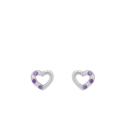 Abbildung von Prinzessin Lillifee Kinder Ohrstecker Mädchen Herz 925 Silber Zirkonia rosa lila