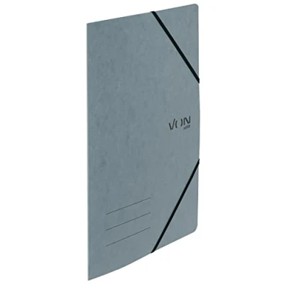 Abbildung von VON Leitz 5er Pack Eckspanner A4, Recycling Karton, für 150 Blatt, Mappe Mit Gummizug, modernem Aufdruck, Leichter Ordner Schule &amp; Zuhause, Grau, 30110085