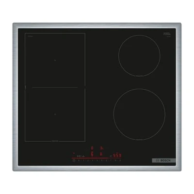 Abbildung von Bosch PVS64RHB1E Serie 6 Smartes Induktionskochfeld (autark), 60 cm breit, Kombination zweier Kochzonen, Umlaufender Rahmen, Kochfeldbasierte Haubensteuerung, schnelleres Kochen
