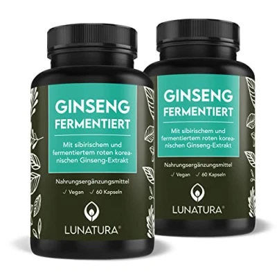 Abbildung von Lunatura 2er Set Ginseng Kapseln fermentierter sibirischer und koreanischer vegan 120