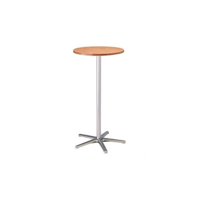 Abbildung von Maul Stehtisch Ø60x110cm Ergonomischer Tisch für Arbeiten im Stehen Tischplatte 60 cm Stehpult Büro, Bistro und Küche Stabiler Sternfuß aus Aluminium Gestell Silber Platte Braun
