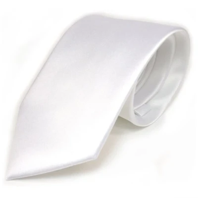 Abbildung von TigerTie Herren Krawatte Klassische 8 cm Satin in weiss schneeweiss einfarbigem Design, ideal für Geschäftstermine, festliche Anlässe und die Freizeit