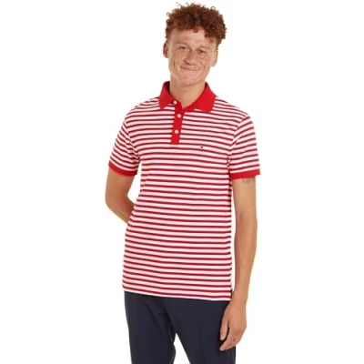 Abbildung von Tommy Hilfiger SLIM Poloshirt, Herren, Größe: Small, Primary red/white