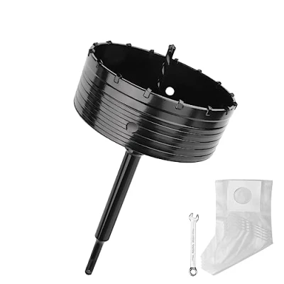 Abbildung von 150MM Bohrkrone (XXL Zähne) schwarz set mit 220mm SDS plus verlängerung und 4 Schneidigen Zentrierbohrer 8x110mm,Wandlochsägebohrer für Mauerwerk Beton