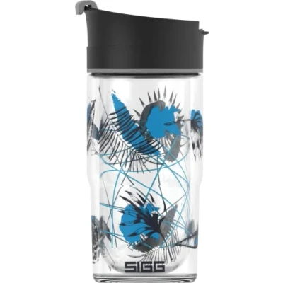 Abbildung von SIGG Nova Mug Leaves Thermobecher (0.37 L), Glasbecher doppelwandig isoliert für Tee oder Kaffee to go, auslaufsicherer Thermo Trinkbecher unterwegs