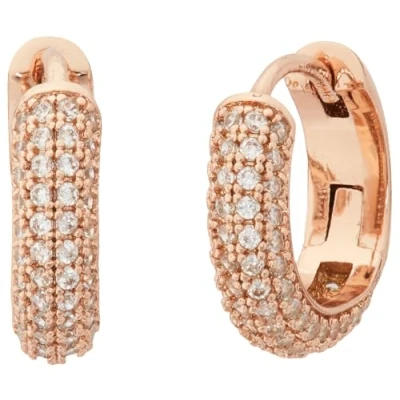 Abbildung von Kate Spade New York Mini Huggie Ohrringe mit Pavé Fassung, transparent rosa
