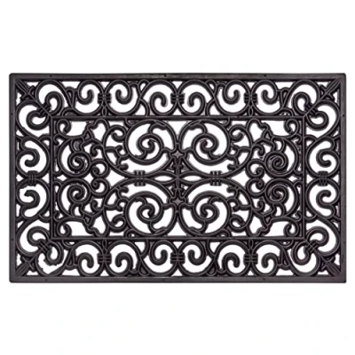 Abbildung von Hanse Home Gummi Fußmatte für Innen und Außen 45x75cm Gummimatte Fussmatte Outdoor Schmutzfangmatte Ornamente Gusseisen Optik Wetterfest, rutschfest Eingangsbereich &amp; Außenbereich Schwarz