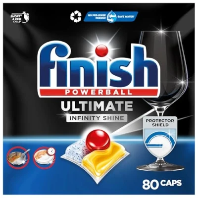 Abbildung von Finish Ultimate Infinity Shine Citrus Spülmaschinentabs Geschirrspültabs für ultimative Reinigung, Fettlösekraft und Glanz mit Schutzschild Sparpack 80 Tabs