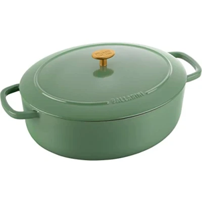 Abbildung von BALLARINI Bellamonte Auflaufform, Bräter, Dutch Oven, Emailliertes Gusseisen, Oval, 33 cm, 6,5 L, Grün