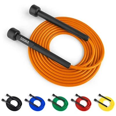 Abbildung von trenas Springseil Jump Rope Skipping Seil Erwachsene &amp; Kinder 3 Meter Einfach verstellbar Speed Orange