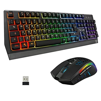 Abbildung von THE G LAB Combo Tungsten Kabellose Gaming Tastatur mit Hintergrundbeleuchtung Italienisch + 2400 DPI Maus für PC/PS4/PS5/Xbox One/Xbox X Serie X/S