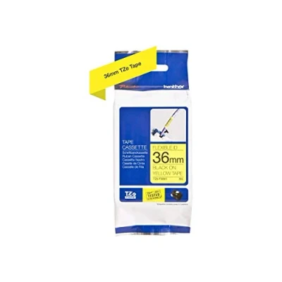 Abbildung von Brother Original P Touch Flexi Schriftband TZE FX661 36 mm, schwarz auf gelb (u.a P3600, P9600, P9700PC, P9800PCN) zur Kabel und Rohrbeschriftung, laminiert