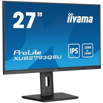 Abbildung von iiyama Prolite XUB2793QSU B7 68,6cm 27&quot; IPS LED Monitor WQHD 100Hz HDMI DP USB3.2 Slim Line Höhenverstellung Pivot Adaptive Sync schwarz