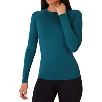 Abbildung von TCA Thermounterwäsche Damen Extra Warm Thermo Unterwäsche für Sport Thermoshirt Funktionsshirt Langarm Kompressions Laufoberteil Blau, XL