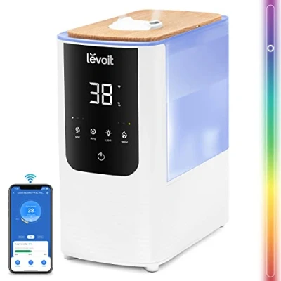 Abbildung von LEVOIT Smart Luftbefeuchter, Warm /Kalter Nebel max 550 ml/h, 4,5L Humidifier bis 40㎡ 45H, 26dB Aroma Raumbefeuchter mit Nachtlicht für Schlafzimmer Kinderzimmer und Pflanzen, Exklusiv bei Amazon,Weiß