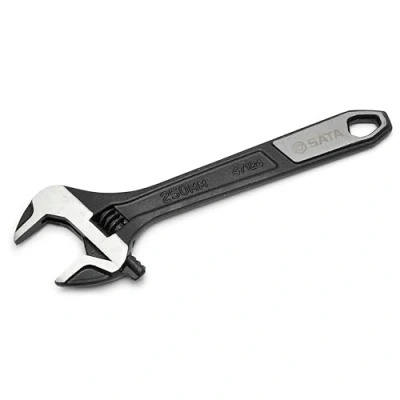 Abbildung von SATA ST47124 Rollgabelschlüssel, Einmaulschlüssel, Englender, Schraubenschlüssel verstellbar und extra breit 10&quot;/250 mm, mit Messskala in mm schwarz oxidierter Oberfläche