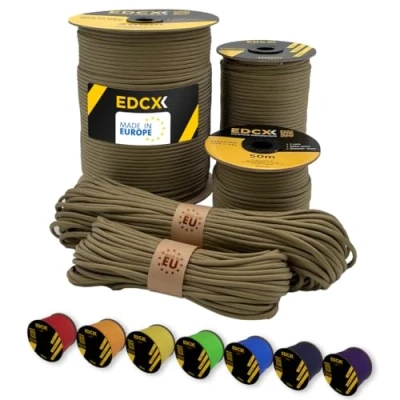 Abbildung von EdcX Paracord 4 mm, 35+ Volltonfarben (10 m, 15 30 50 100 300 m) Ideal zum Basteln, Camping, Outdoor 100% Nylonseil mm Taktische Schnur 550 Typ III (Boa,