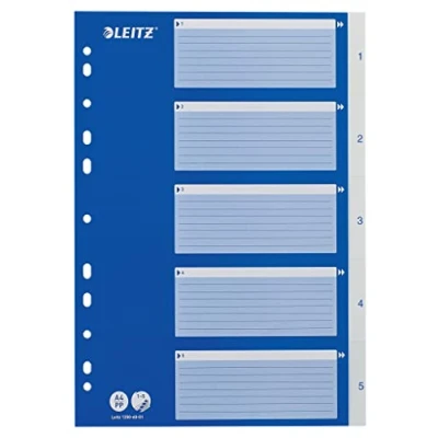 Abbildung von Leitz Register für A4, Deckblatt aus Karton und Trennblätter Kunststoff, Taben mit Monatsdruck Jan Dez, Blau/Weiß, 12546001