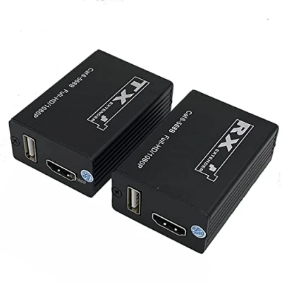 Abbildung von KVM Extender HDMI RJ45 30M 1080P mit USB auf Cat6 5E LAN Network Ethernet für PS5 TV PC Laptop HDTV (30M)