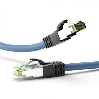 Abbildung von Goobay 45660 RJ45 Patchkabel CAT 8.1 / Stecker 8K Gaming PS5 Playstation 5 &amp; Xbox 2.000 MHz OFC Netzwerkkabel DSL Kabel Blau LAN 2m
