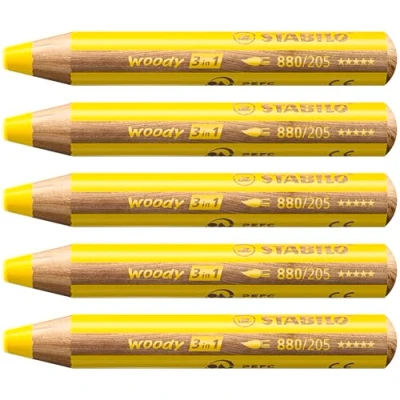 Abbildung von Buntstift, Wasserfarbe und Wachsmalkreide STABILO woody 3 in 1 Einzelstift gelb