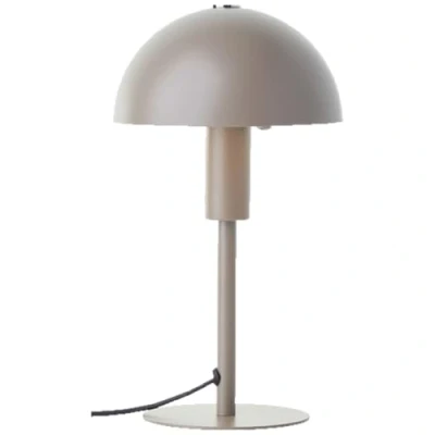 Abbildung von Lightbox Pilz Tischlampe 27 cm Höhe, Ø 15 Home Office Schreibtischlampe mit Wipp Schalter Mini LED Lampe als Nachttischlampe für das Schlafzimmer E14 aus Metall in Matt Taupe/Grau