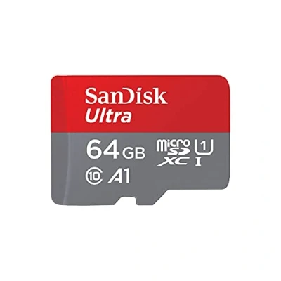 Abbildung von SanDisk Ultra 64GB microSDXC Memory Card + SD Adapter with A1 App Performance Up to 120MB/s, Class 10, UHS I