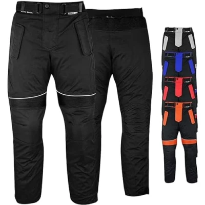 Abbildung von German Wear Herren Motorradhose mit Protektoren Textil Motorrad Hose Kombihose herausnehmbar washbar Futter wasserabweisend Schwarz 48