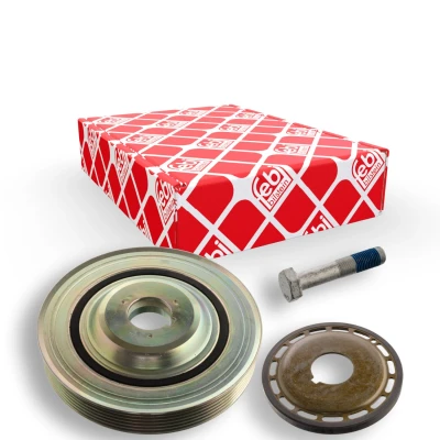 Abbildung von FEBI BILSTEIN 106476 Kurbelwellenriemenscheibe 6PK 153 5 mit Schraube FORD: MONDEO 4 Stufenheck, Focus 2 Kombi, 2, CITROËN: C4 I Grand Picasso