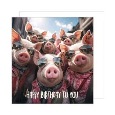 Abbildung von Edition Seidel Premium quadratische Geburtstagskarte mit Umschlag. Glückwunschkarte Happy Birthday Billet Tier Karte Mann Frau Coole Schweine Humor Lustig (GQ169 SW024)