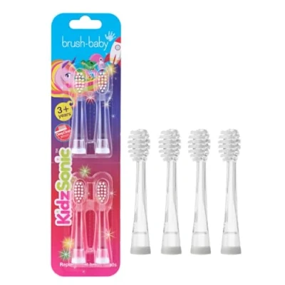 Abbildung von Brush Baby KidzSonic Rocket and Unicorn Ersatzbürstenköpfe, ab 3 Jahren, 4 Stück pro Packung…
