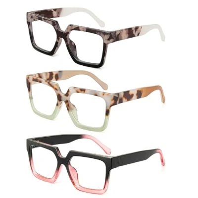 Abbildung von JM 3er Pack Ubergroße Lesebrille Damen, Quadratische Blaulichtfilter Brille +2.25
