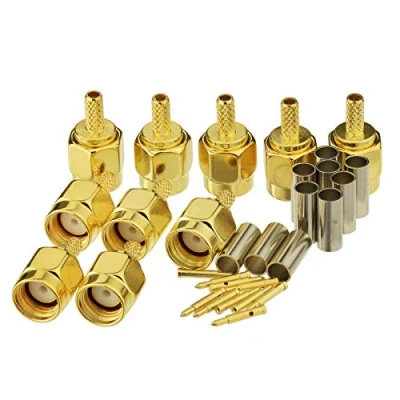 Abbildung von Eightwood SMA Crimp Set Buchse Stecker Koaxial Einbau 10Pcs für RG316 RG174 RG188 LMR100 Low Loss Koaxialkabel Pigtail WiFi WLAN 4G Antenne usw.