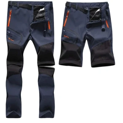 Abbildung von SANMIO Herren Wanderhose Zip Off Atmungsaktiv Wasserdicht Softshellhose Outdoor Funktionshose Trekkinghose Entfernbar Schnell Trockend (mit Gürtel) Blau, XL