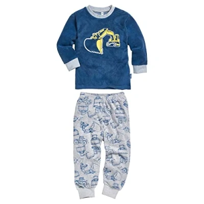 Abbildung von Playshoes Unisex Kinder Frottee Schlafanzug Zweiteilig Pyjamaset, Bagger, 140 EU