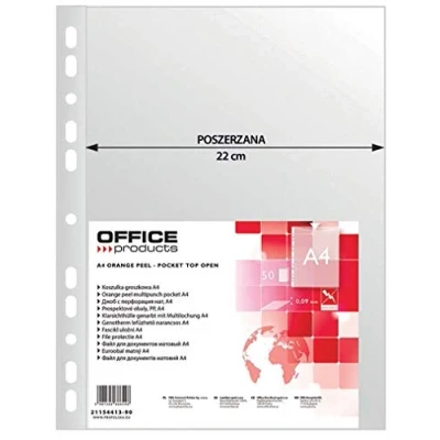 Abbildung von OFFICE PRODUCTS 21154413 90 Klarsichthüllen, PP, A4, genarbt, µm 50 Stück, transparent