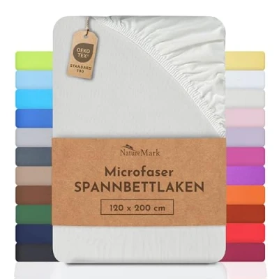 Abbildung von NatureMark Mikrofaser SPANNBETTLAKEN zum Sparpreis! viele Größen und Farben Markenware (120x200 cm, Natur/Creme)