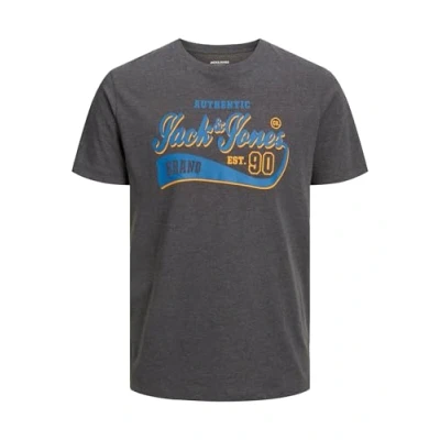 Abbildung von JACK &amp; JONES Herren PLUS JJELOGO Tee SS O Neck 2 COL 23/24 PLS T Shirts, Dark Grey Melange, 6XL Groß