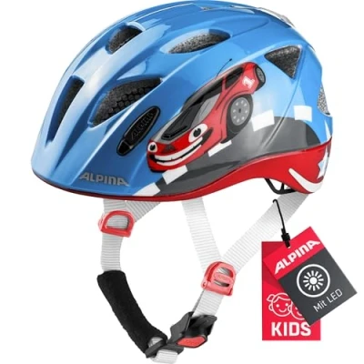 Abbildung von ALPINA XIMO FLASH Beleuchteter, Reflektierender, Leichter &amp; Anpassbarer LED Fahrradhelm Für Kinder, red car gloss, 47 51 cm