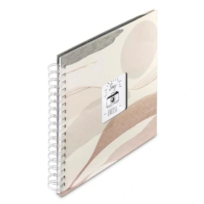 Abbildung von Hama Fotoalbum 28x24 cm (Ringbuch Album mit 50 weißen Seiten, zum Selbstgestalten u. Einkleben, Cover aus Wasserfarben Print Strukturpapier, personalisierbares Album) braun/beige/weiß