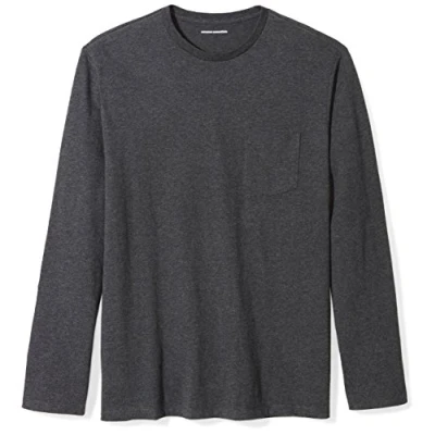 Abbildung von Amazon Essentials Herren Langärmeliges T Shirt, Normale Passform, Dunkelgrau Meliert, S