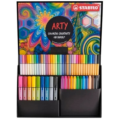 Abbildung von Stifte Set STABILO ARTY Creative 55er Pack Fineliner, Filzschreiber, Premium Filzstifte, Filzstifte mit dicker Keilspitze &amp; Filzstift flexibler Pinselspitze