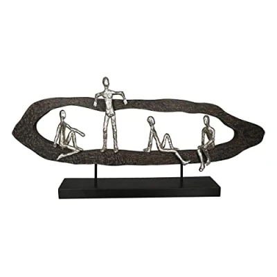Abbildung von Casablanca modernes Design GILDE Deko Skulptur Figur Beste Freunde Hang Out Silber, Holz/Alu Breite 75 cm