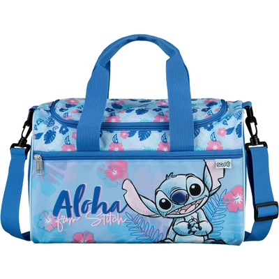 Abbildung von Scooli Disney Stitch Sporttasche für Kinder 23 x 35 16 cm geräumiges Hauptfach Verstellbarer Schultergurt Zubehör die Schule Umhängetasche