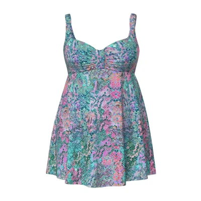 Abbildung von Ulla Popken Python À Bonnets Souples ET Bretelles Ajustables Badeanzug, Damen, Größe: 42, Light caribbean green