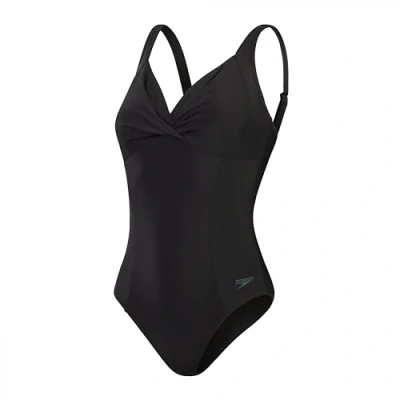 Abbildung von Speedo Formender Kreuzknoten Badeanzug Shapewear Schwimmbekleidung für Strand und Urlaub Damen, Schwarz, 34