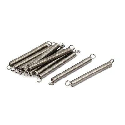 Abbildung von sourcing map 10Stk.0,3mmx3mmx30mm 304 Edelstahl Zugfedern silber Farbton