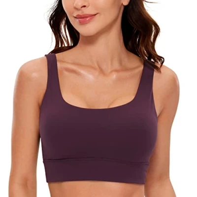 Abbildung von CRZ Yoga Damen ButterLuxe Sport BH U Back Ohne Buegel Große Brüste Fitness Top Dunkellila S